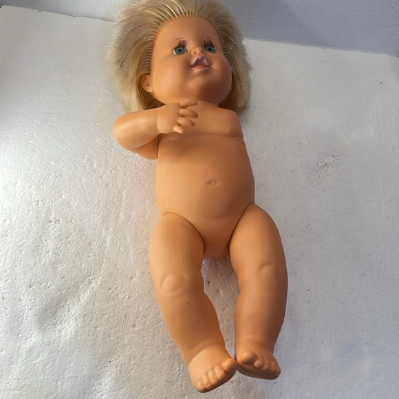 Vintage 1989 ideal rub A dub dolly nursery doll jointed bath time blonde romper - Picture 3 of 10